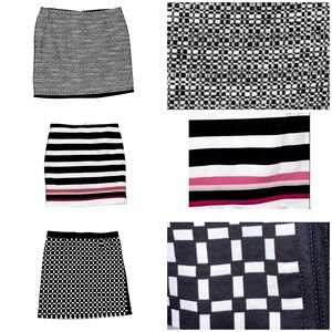White House Black Market Black White Plaid Tweed Mini Skirt Size 12 set of 3